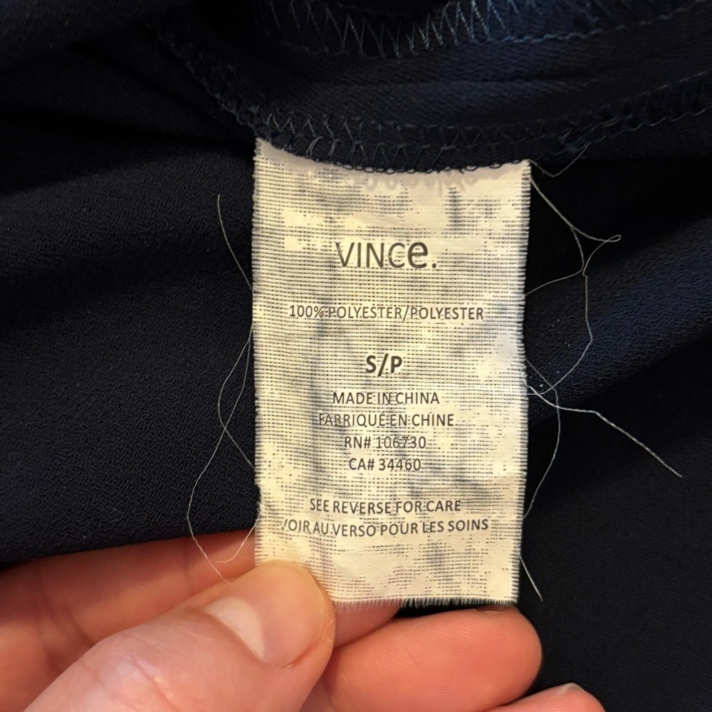 Vince Navy V-Neck Drape Dress - Size Sββ - Picture 8 of 9